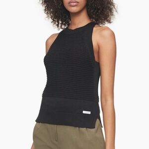 Black Sleeveless Knit Top